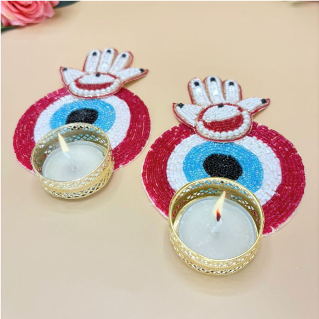 Evil Eye Tea Light Large Red Set Of 2