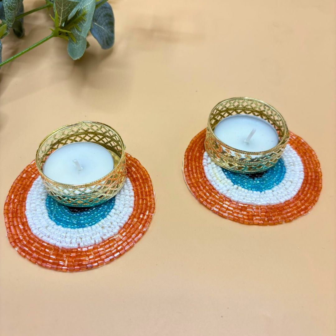 Evil Eye Tea Light Set Of 2 Orange