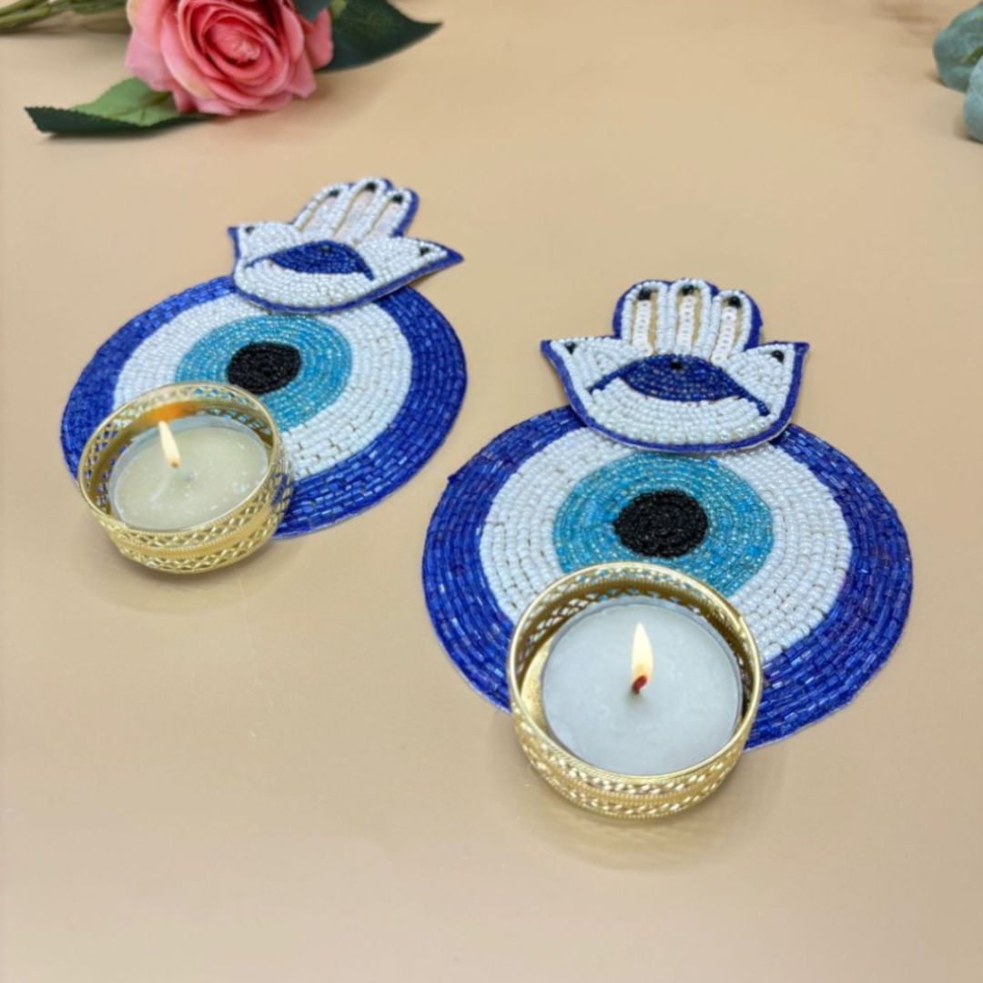 Evil Eye Tea Light Large Blue Set Of 2