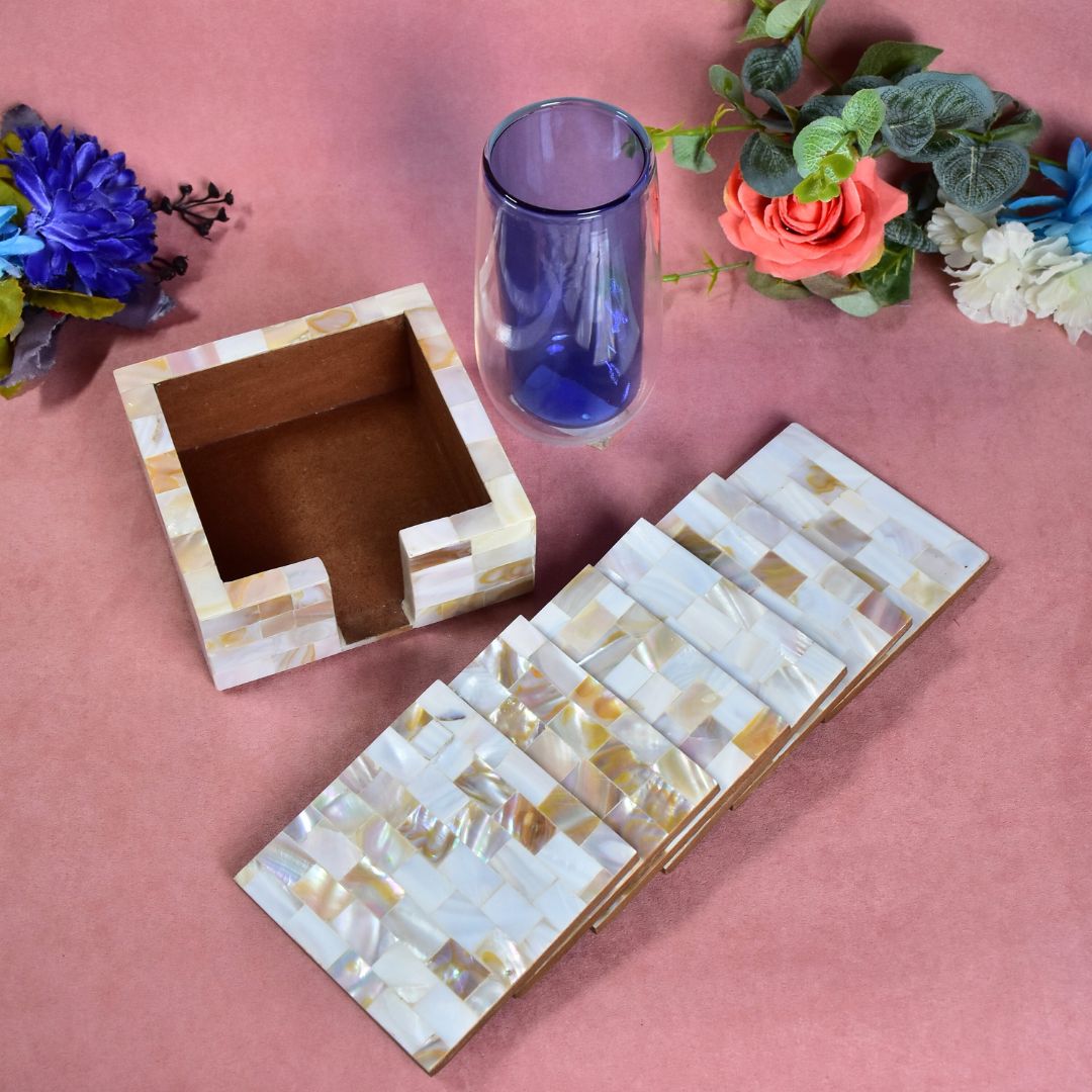 Table Coaster - Mother Of Pearl Set Of 6