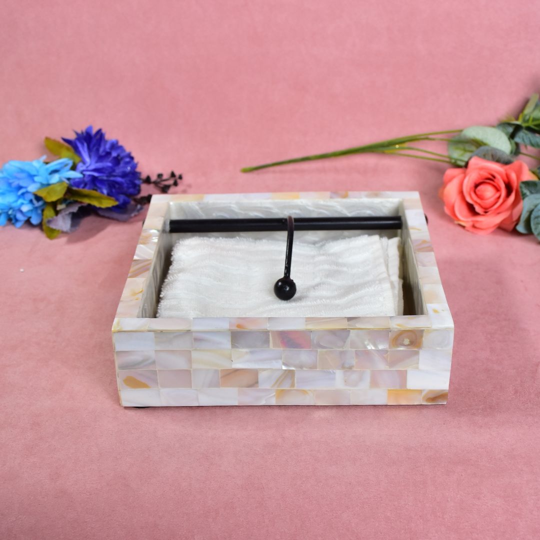 Square Tissue Holder - Mother Of Pearl