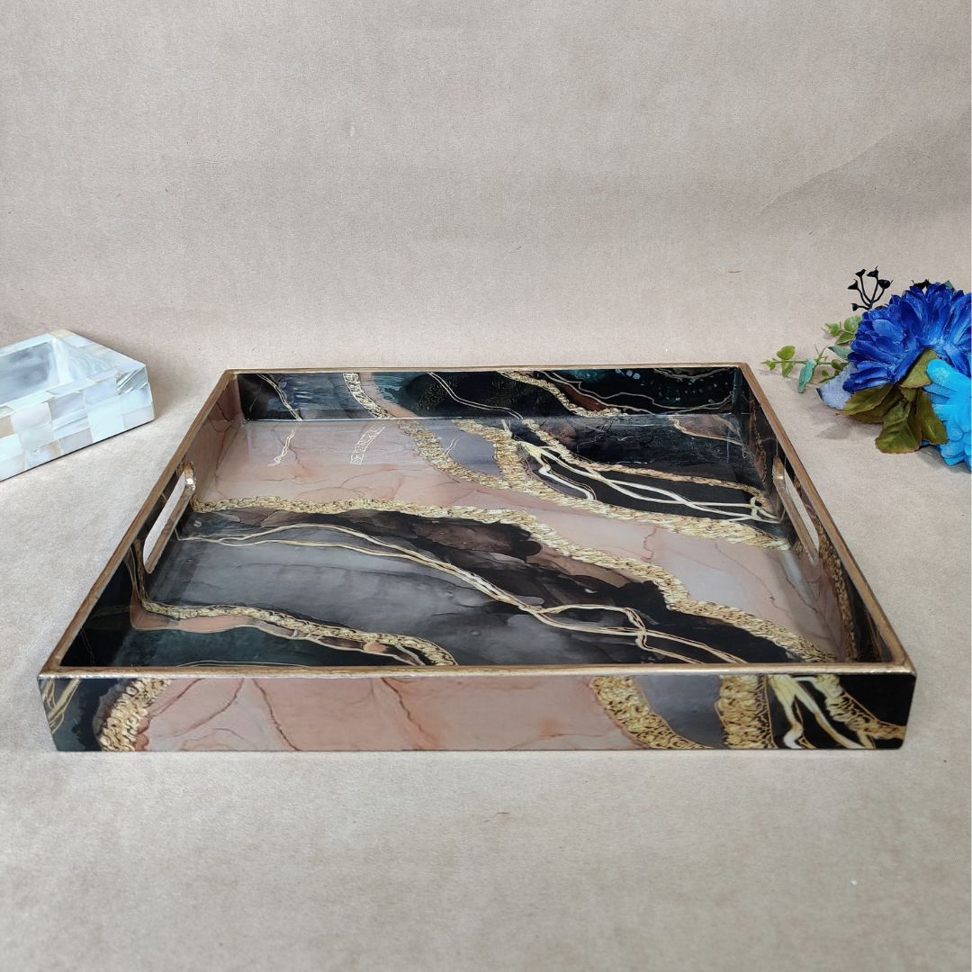 Rectangle Tray -  Brown Marble