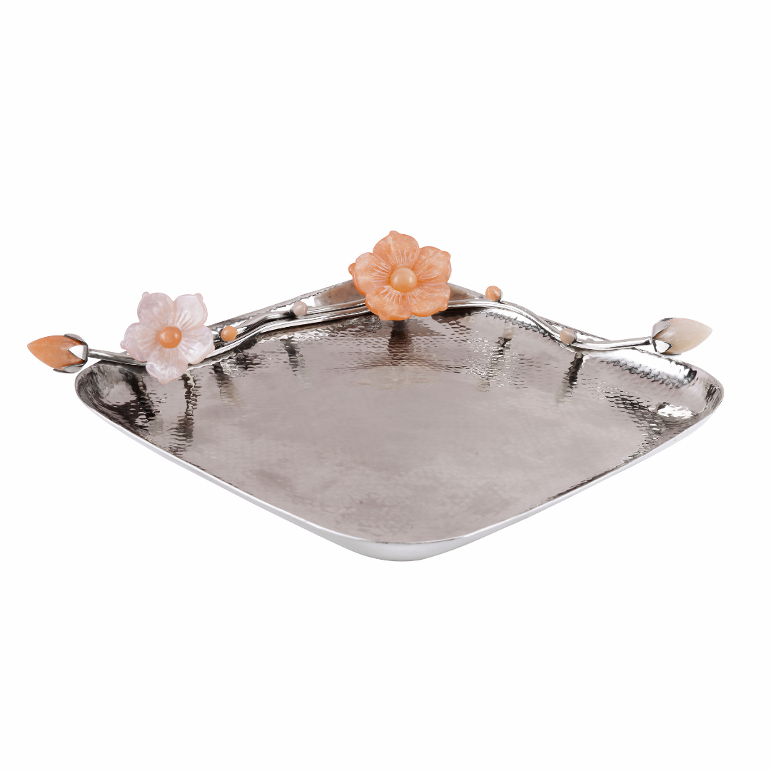 Square Tray Peach Flower