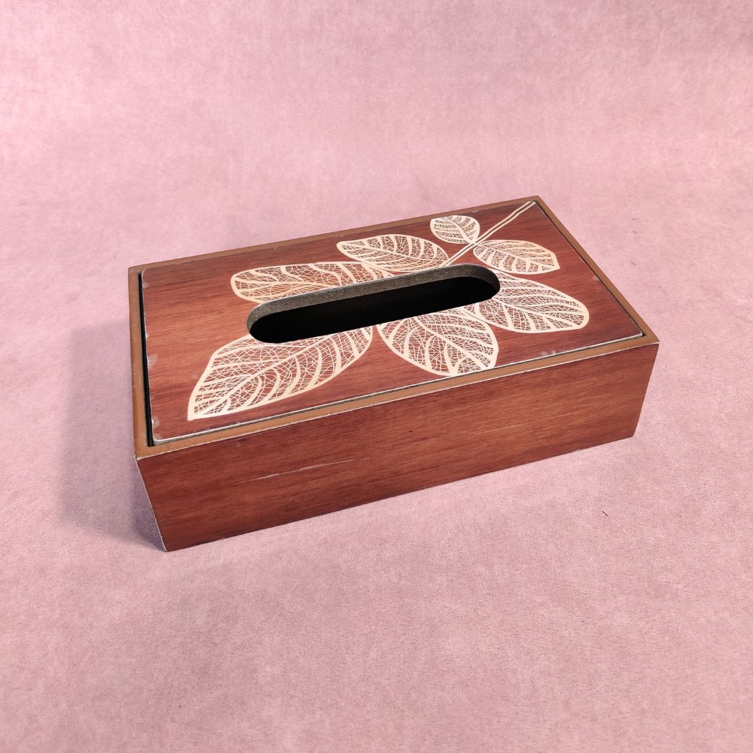 Tissue Box - Brown Leaf