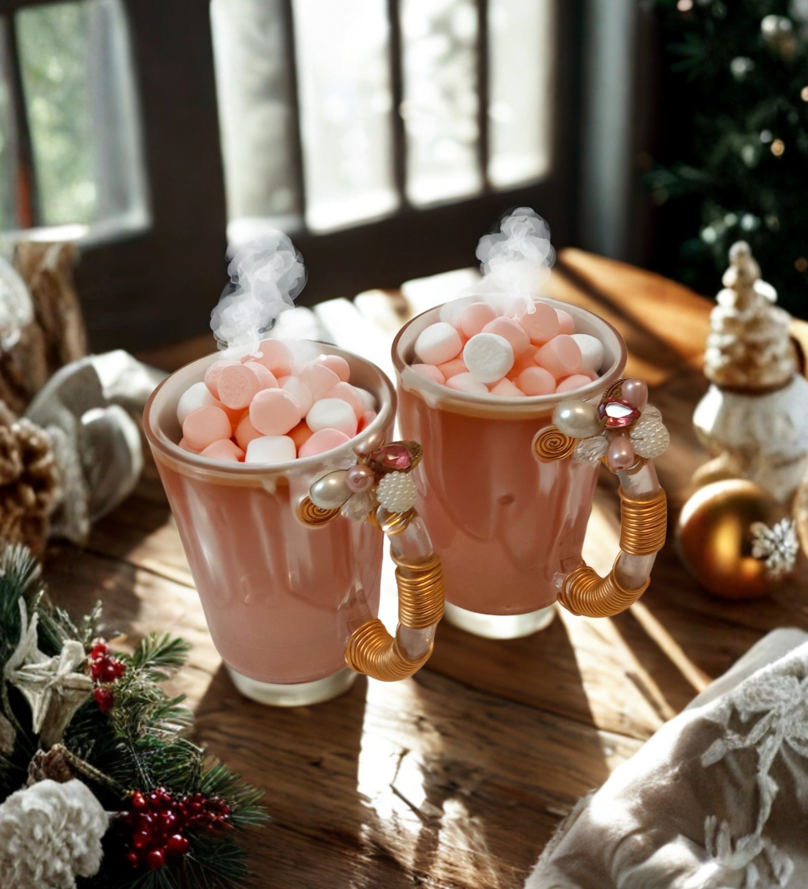 Peach Resin Coffee Filigree Cup Set of 4