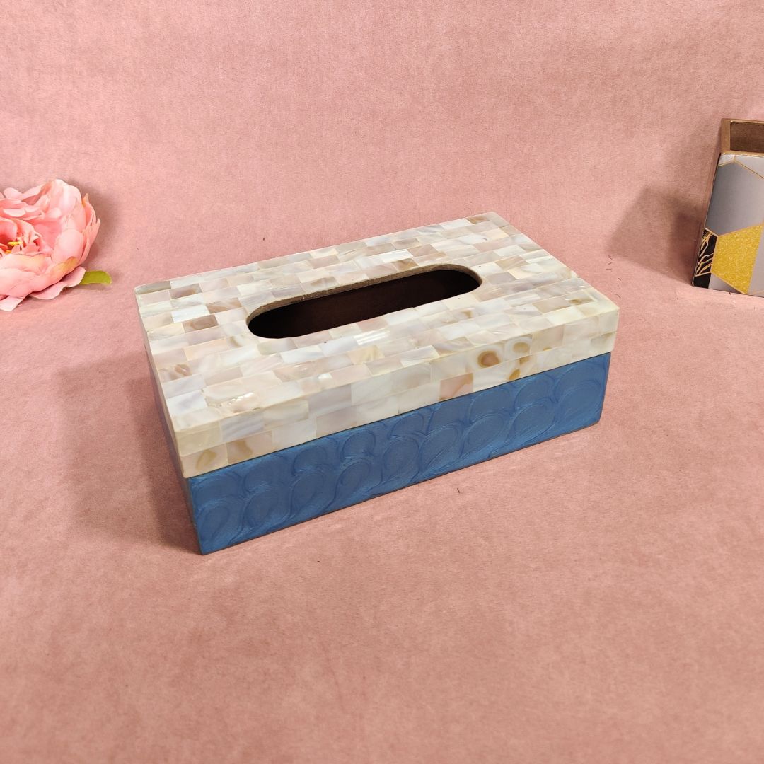 Tissue Box - Blue Mother Of Pearl