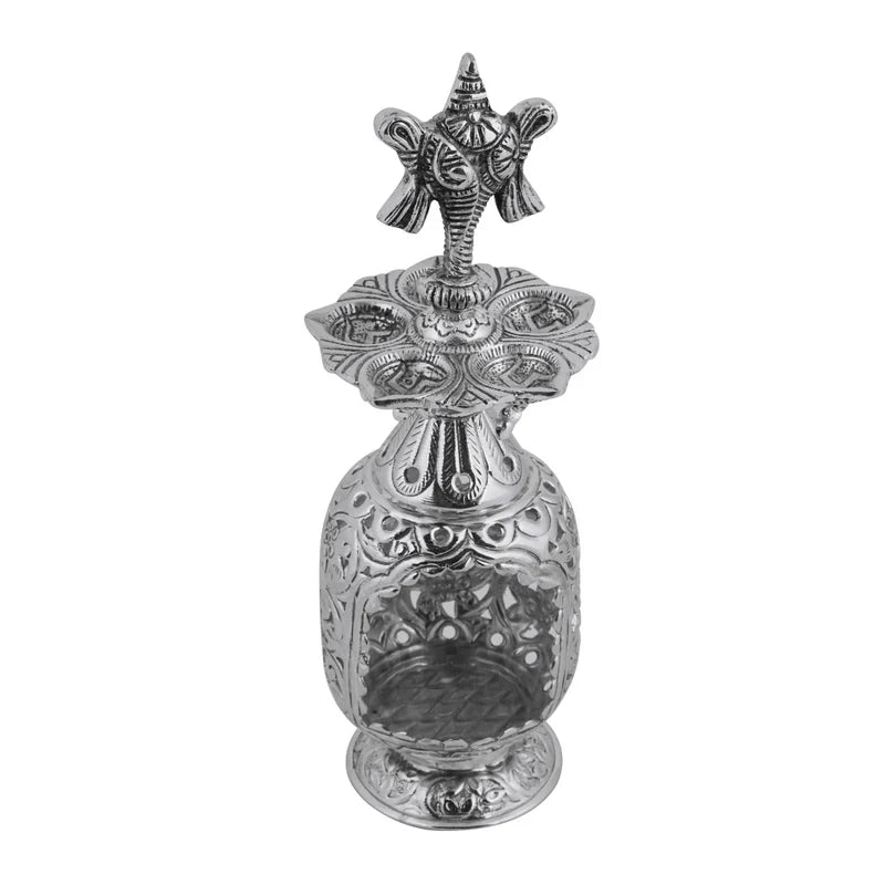 Brass Silver Plated Chitayi Silver Candle Holder