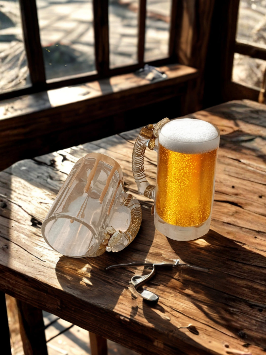 White Resin Filigree Beer Mugs Set of 3