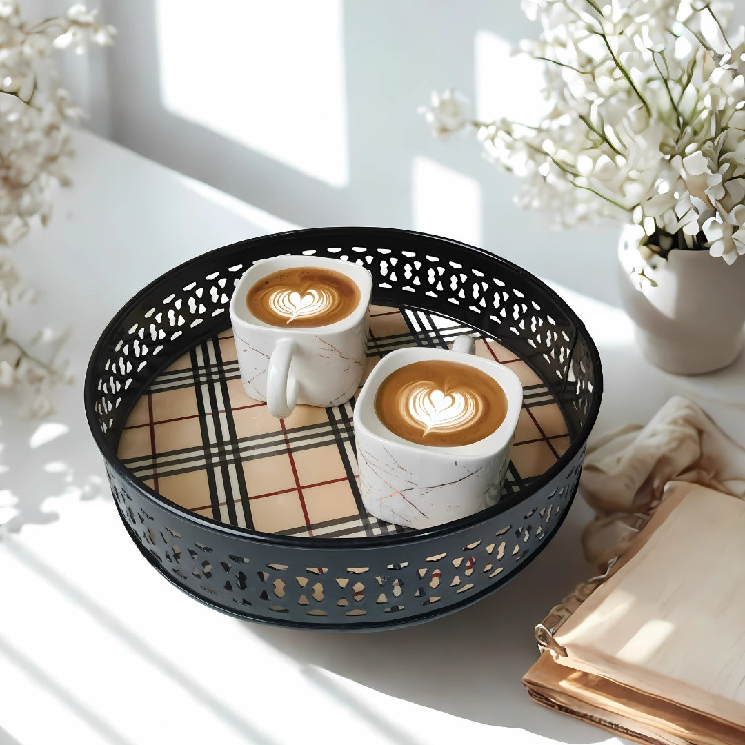 Checks Print Metal Tray Small
