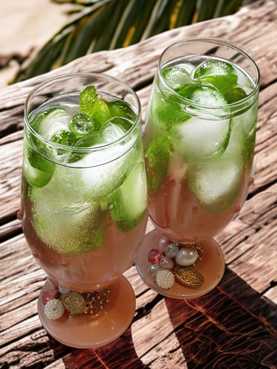 Peach Resin Mocktail Filigree Glass Set of 4