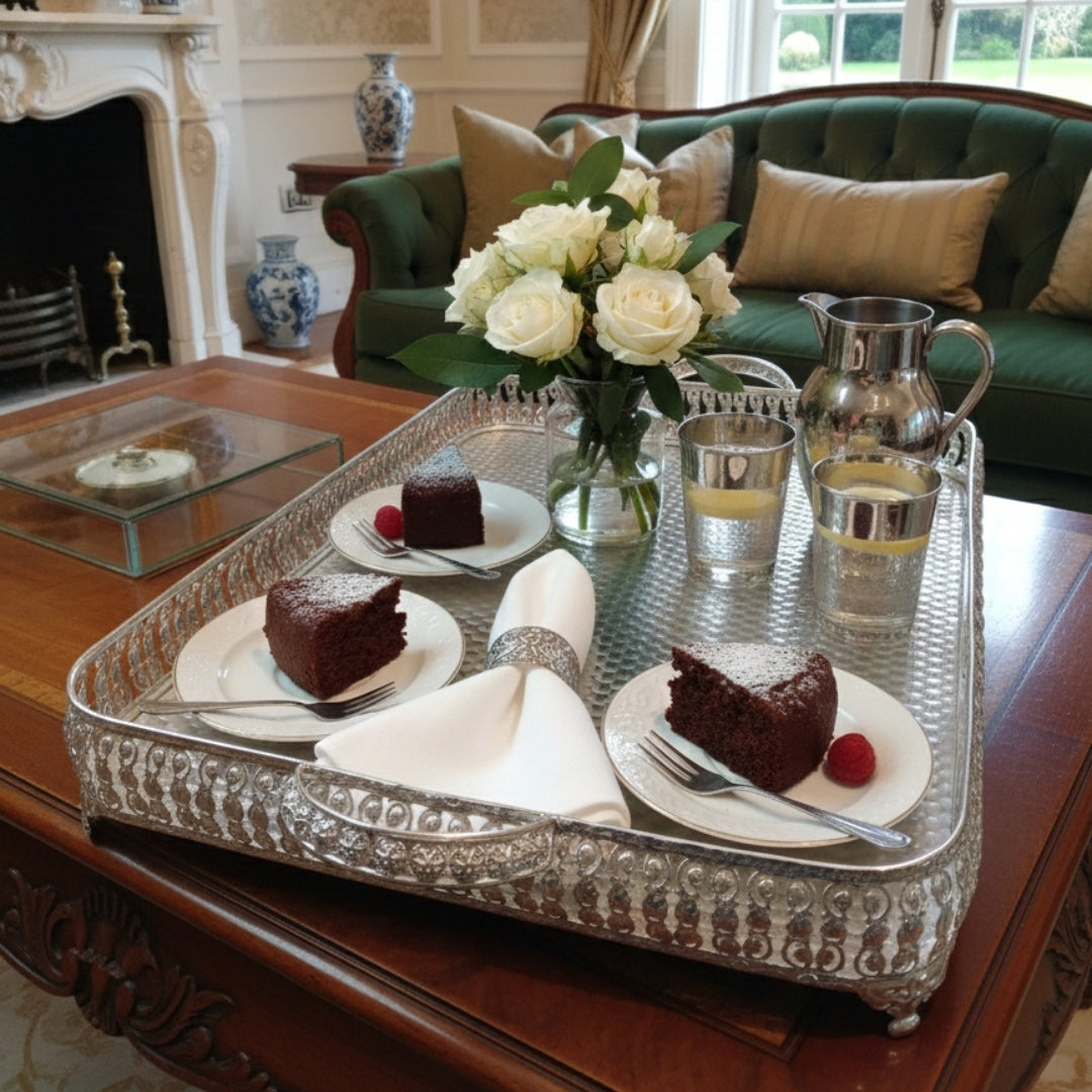 Rectangle metal German silver tray