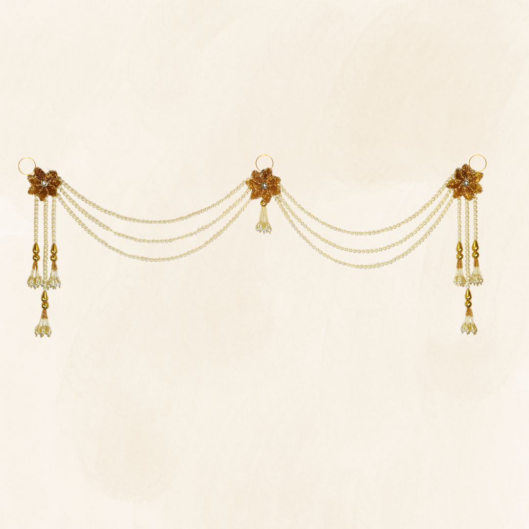 Gold Flower With Pearl Beaded Toran