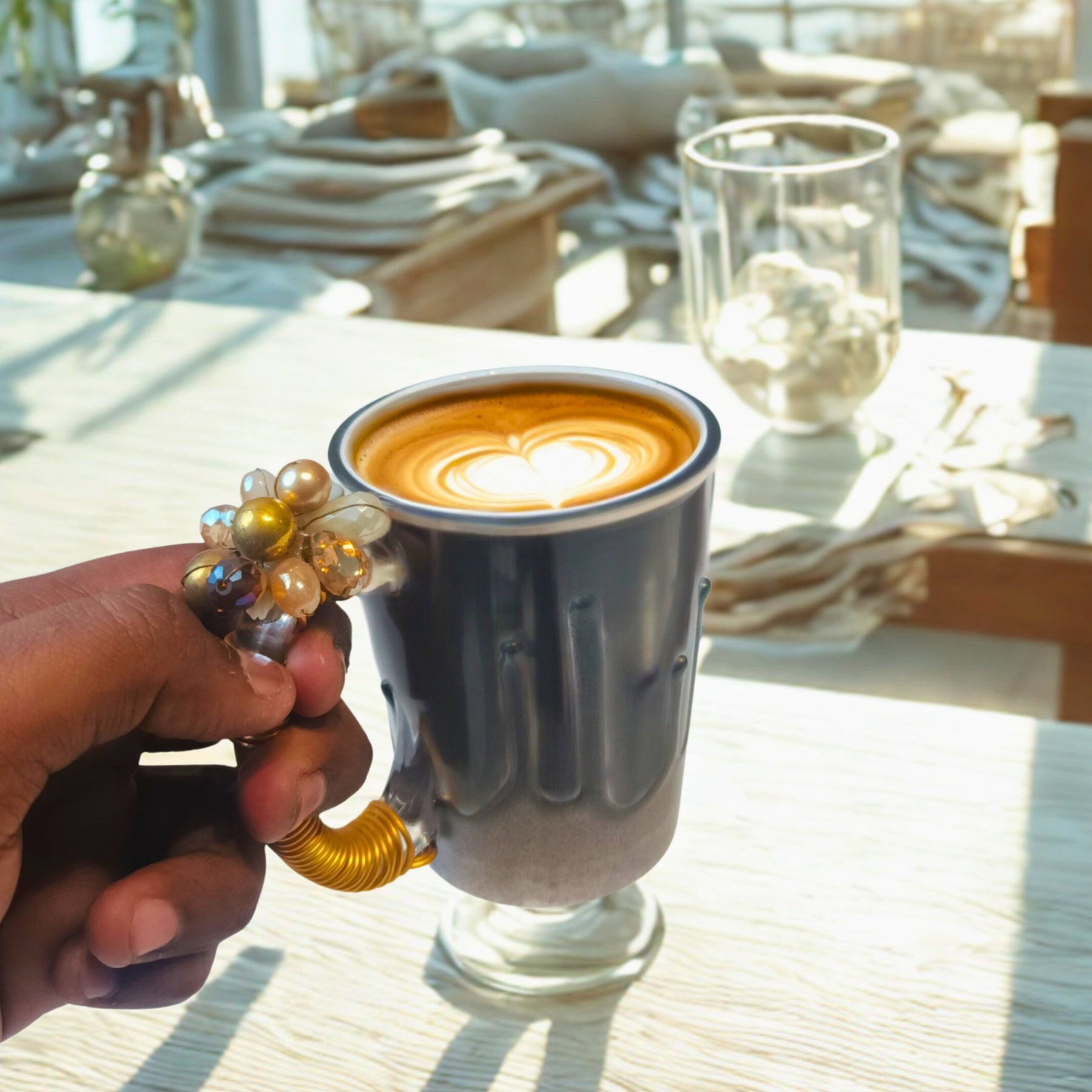 Grey Resin Coffee Filigree Cup