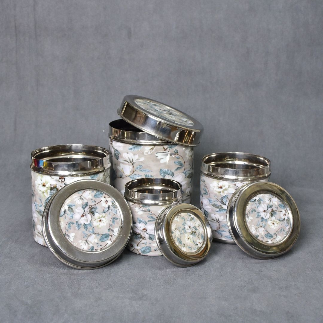 Grey Flower Jar Set Of 4