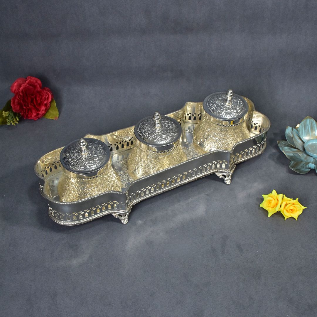 Gallery Tray With Chitayi Jar Set Of 3