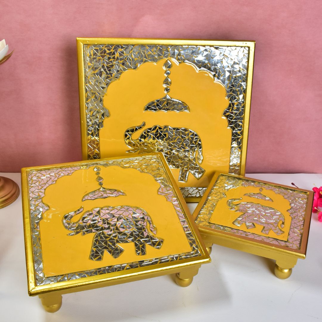 Elephant Chowki Set Of 3