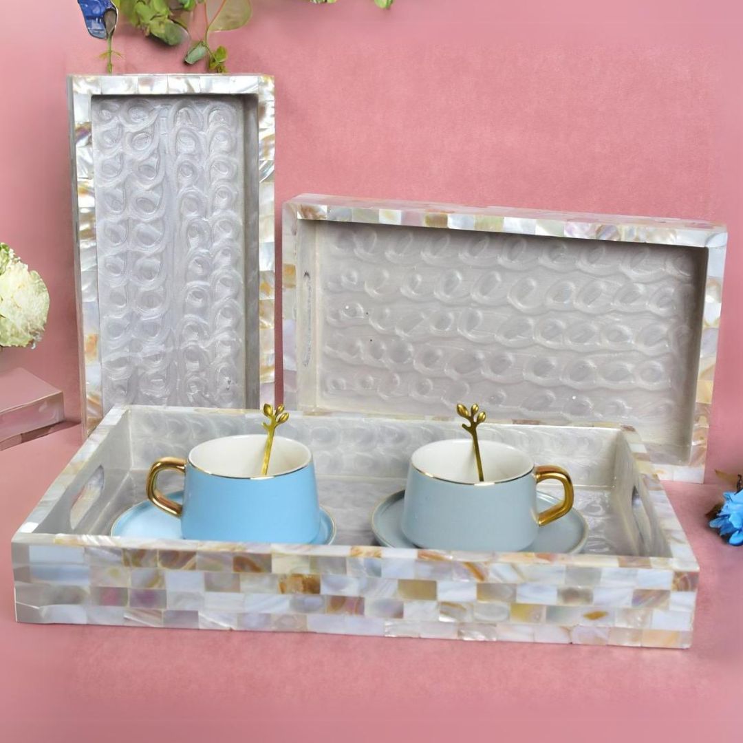 Tray Set Of 3 - Mother Of Pearl