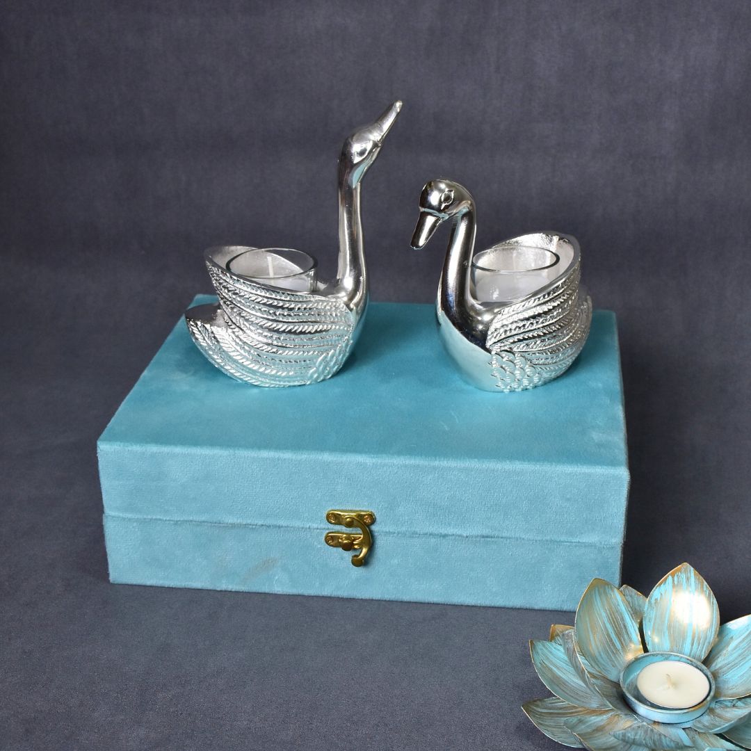 Swan Candle Holder Set Of 2