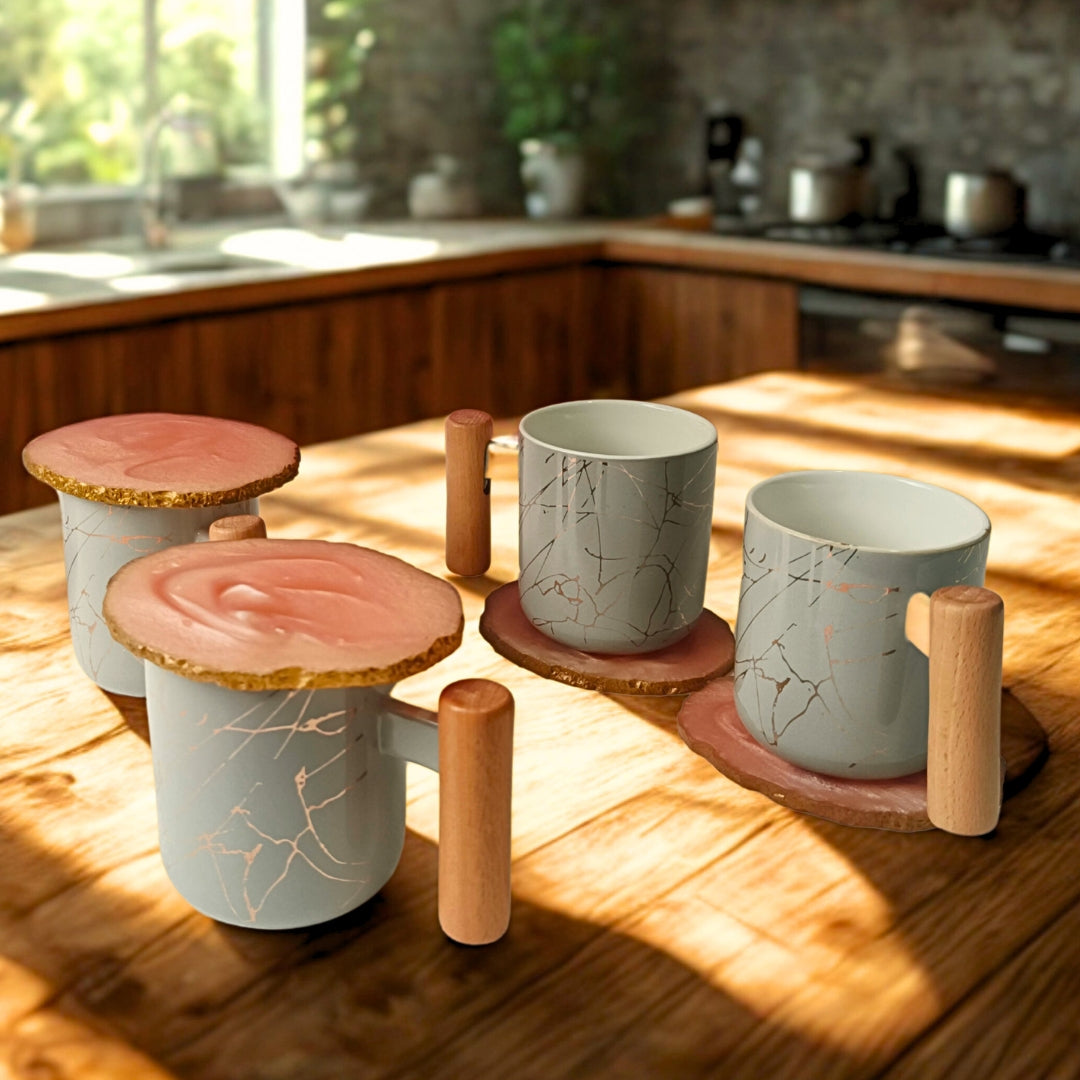 pink resin coaster set of 4