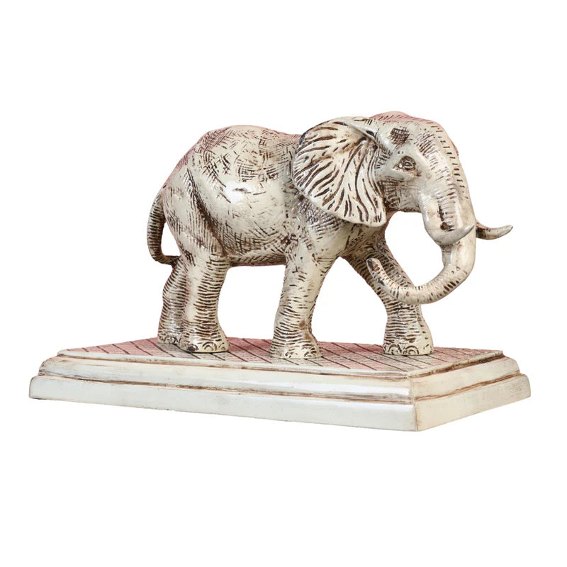 Metal Elephant Cream Finish Artifact