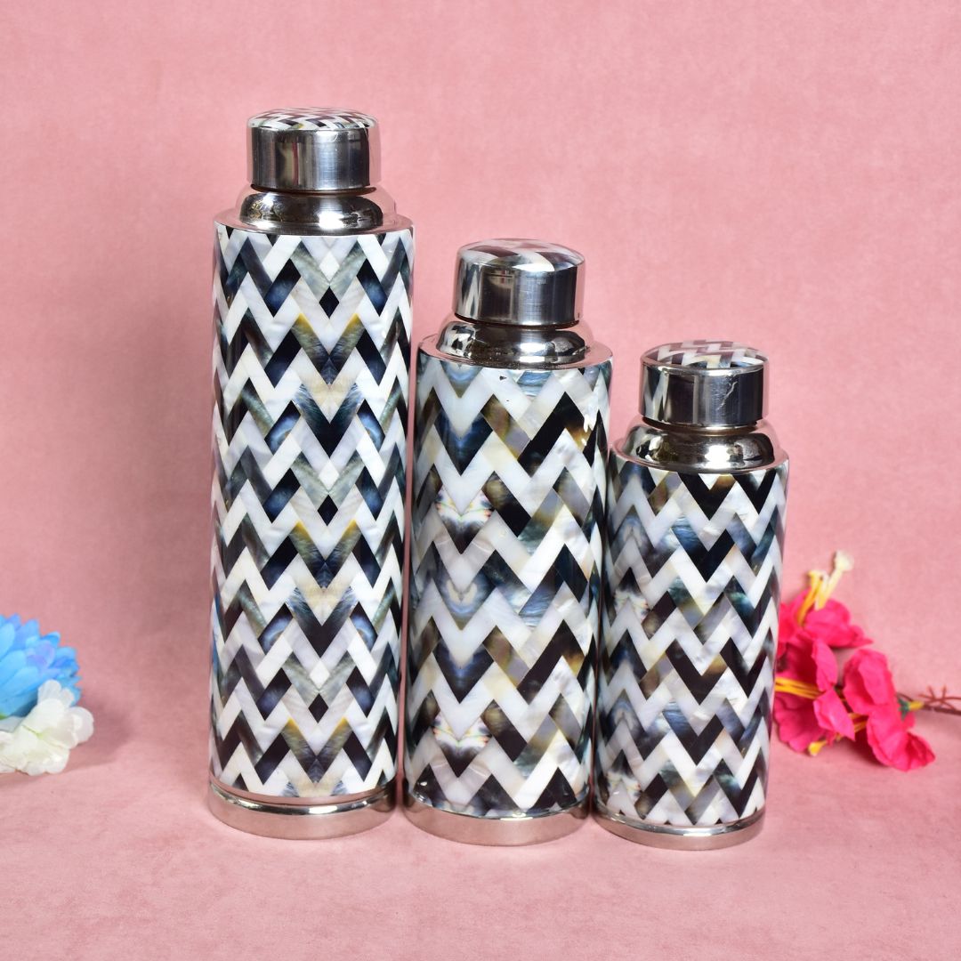 Zig Zag Copper Bottle - Set Of 3