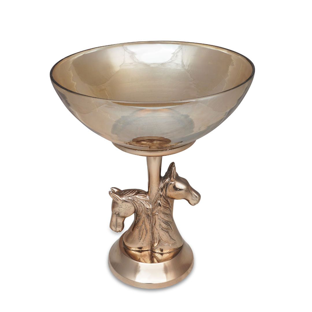 Horse Glass Bowl - Candle Holder 12"