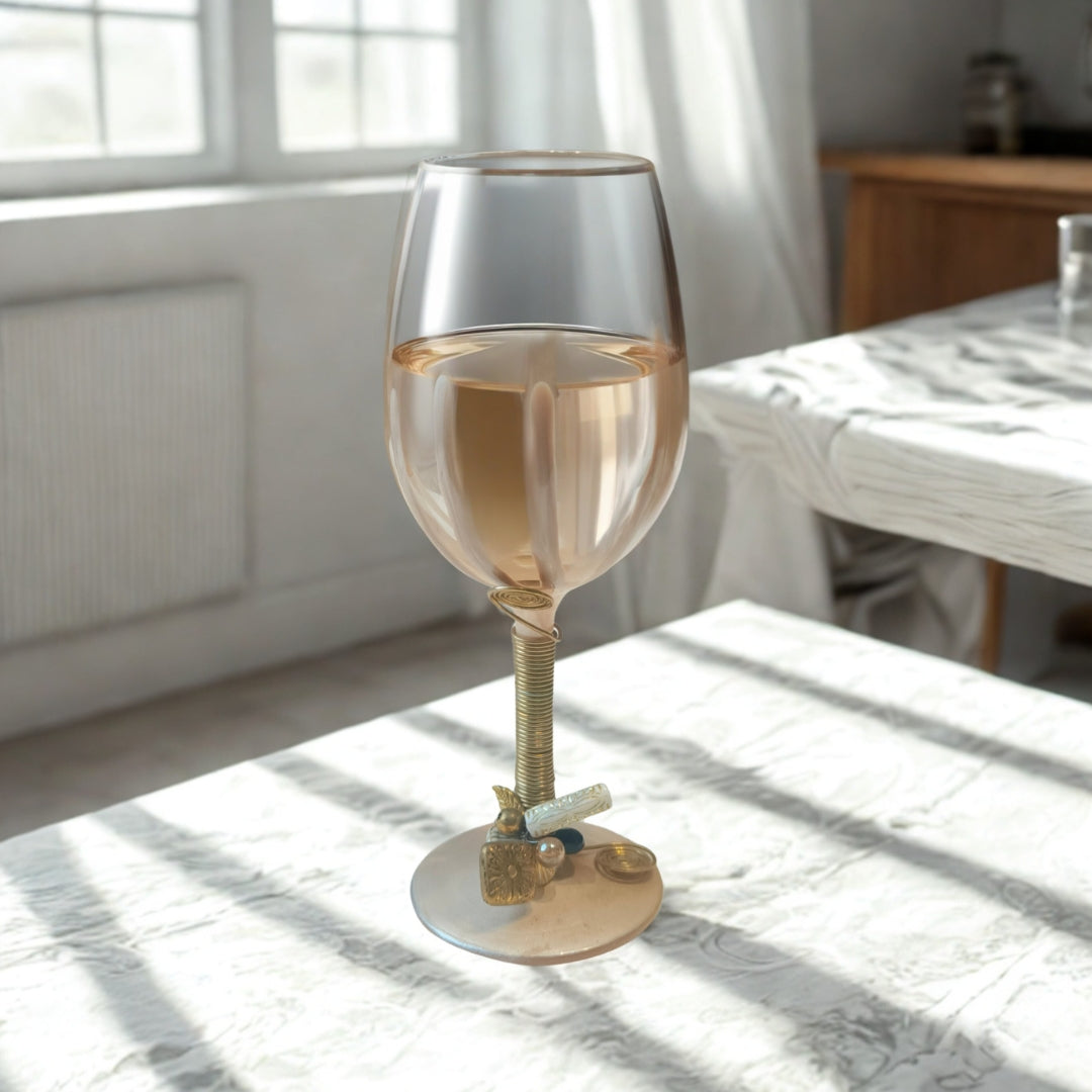 Ivory Resin Wine Filigree Glass Set of 6