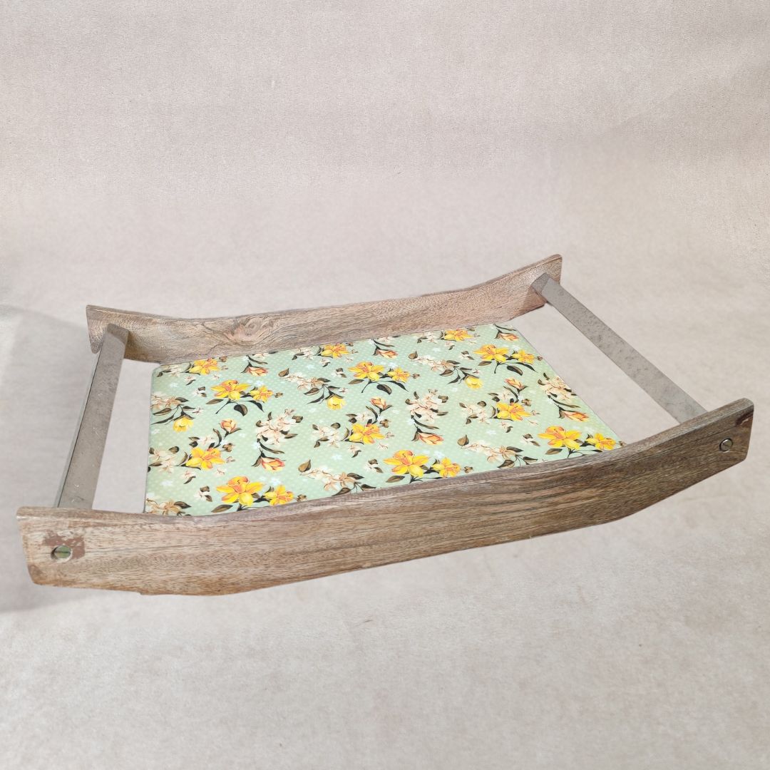 Rectangle Tray Set Of 2 - Green Flower