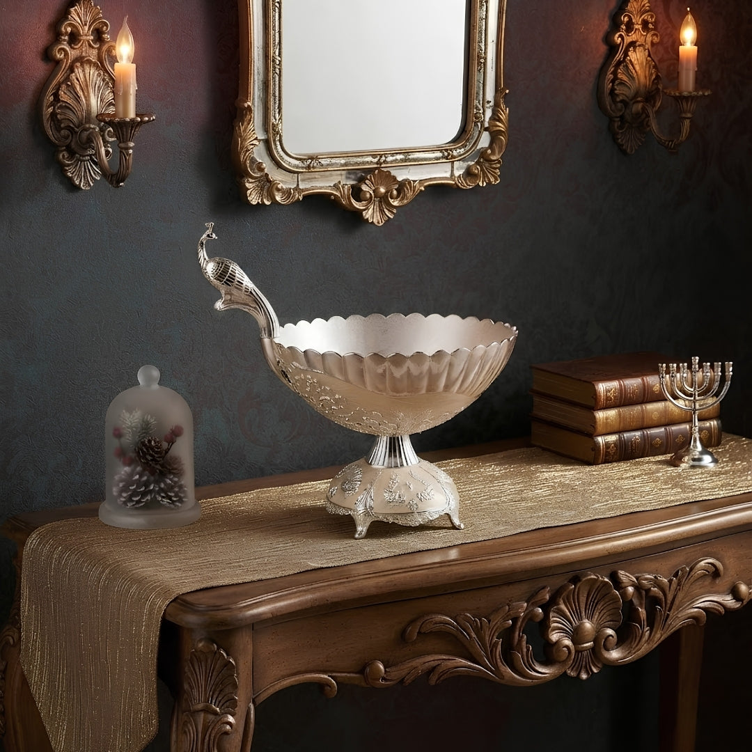 Decorative Silver Plated Peacock Footed Bowl