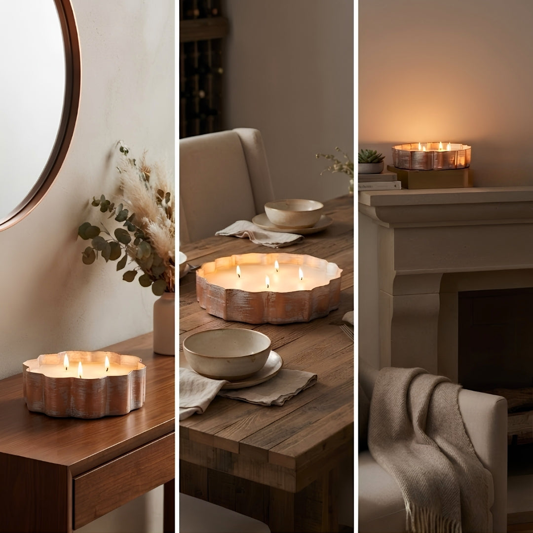 Scalloped Copper & Silver Finish URLI WITH  WAX - 8"