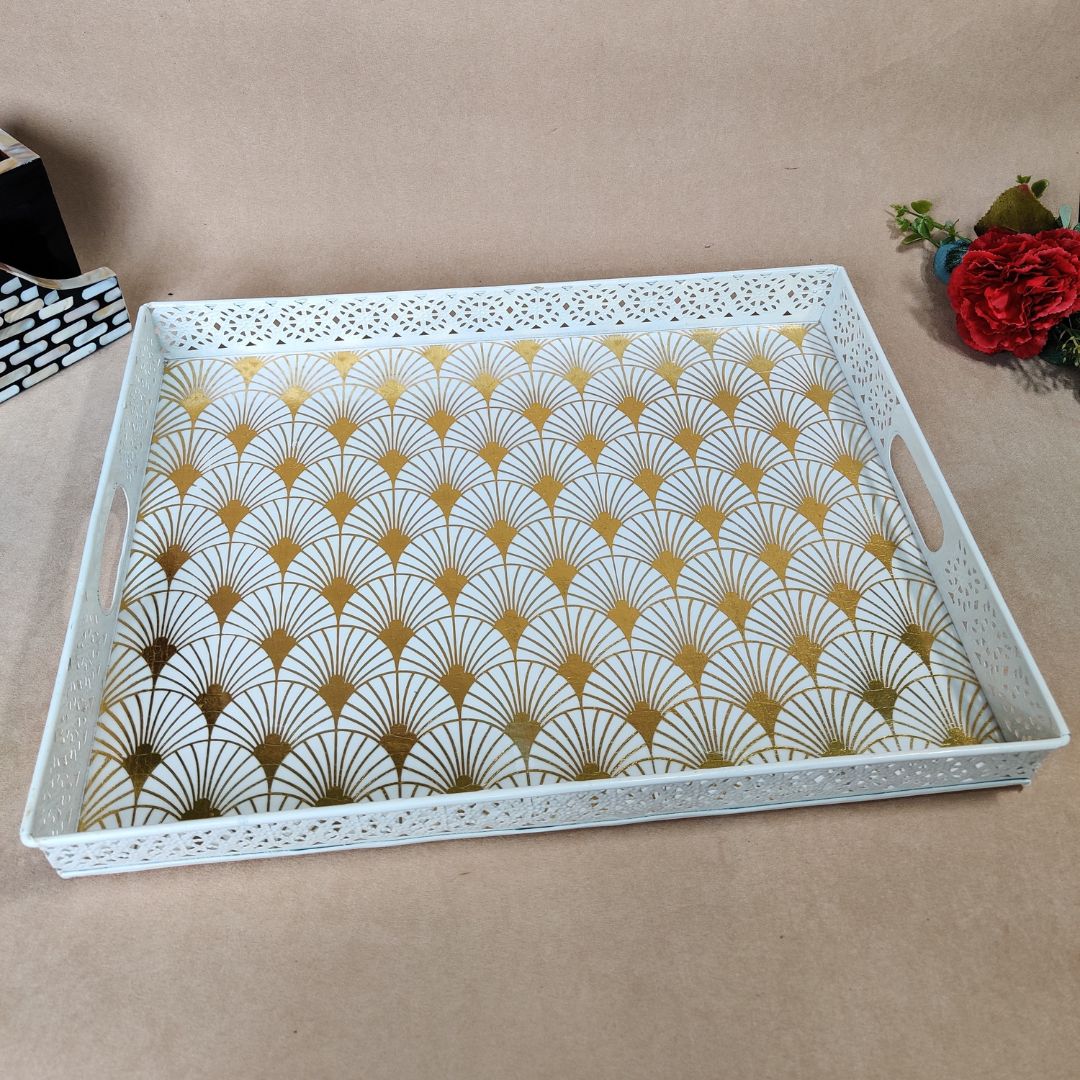 Single Tray - Large Gold & White