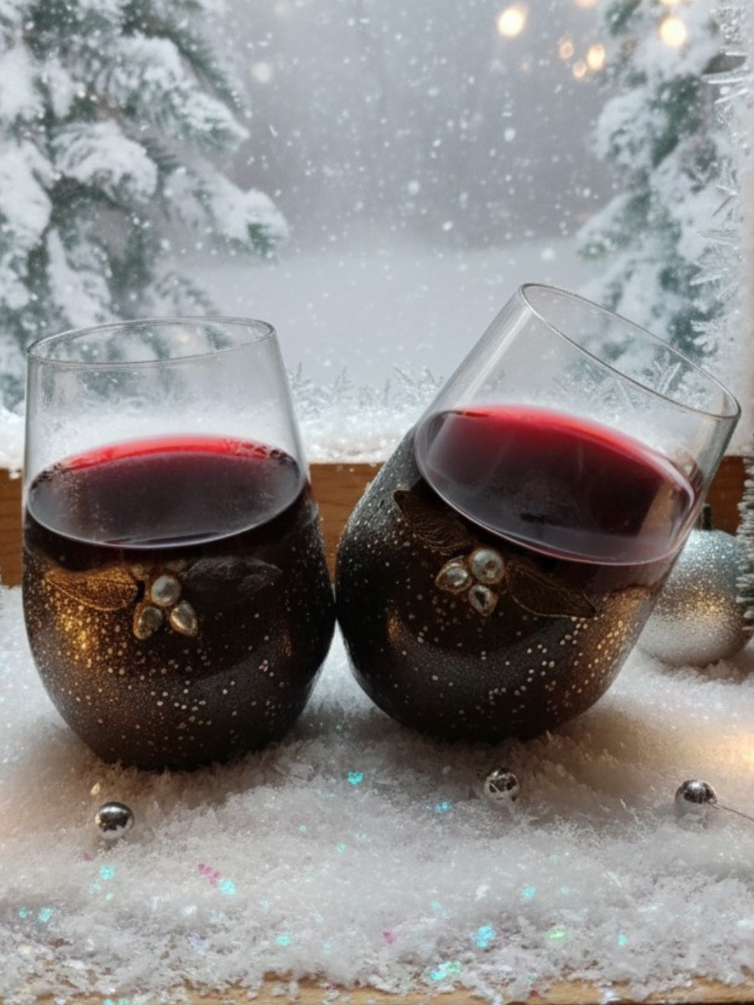 Black Resin Glitter Filigree Glass Set of 6