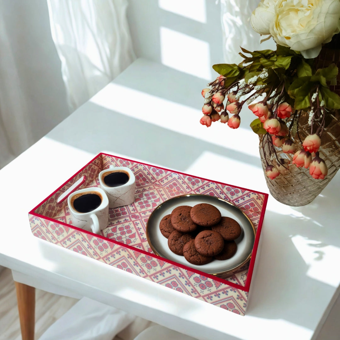 Large Pink Eiffel Print With Enamel Tray