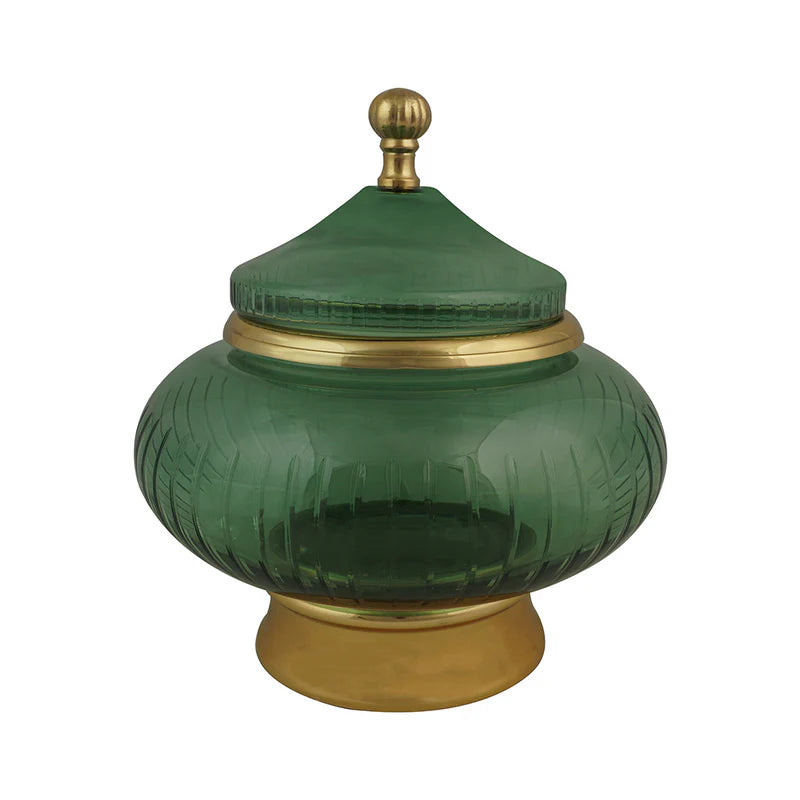 Green Glass Urn Small 9"