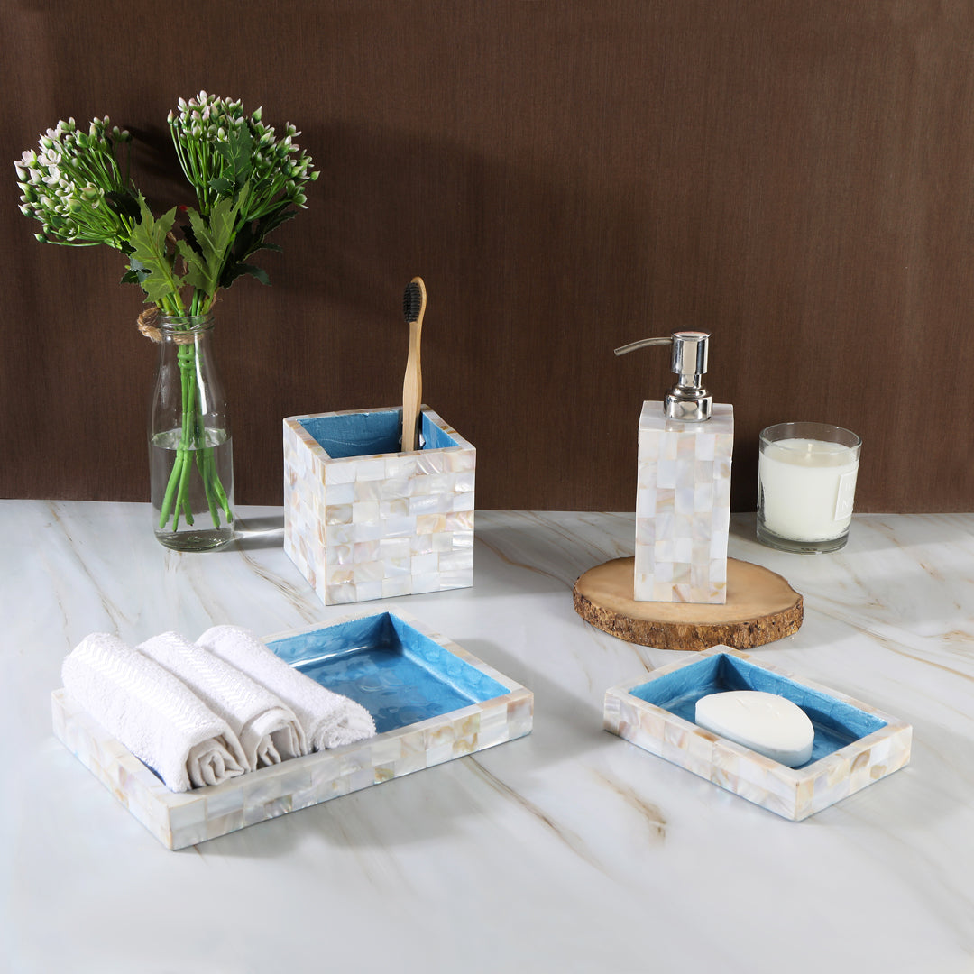 Bathroom Set - Blue Mother Of Pearl - The Home Co.