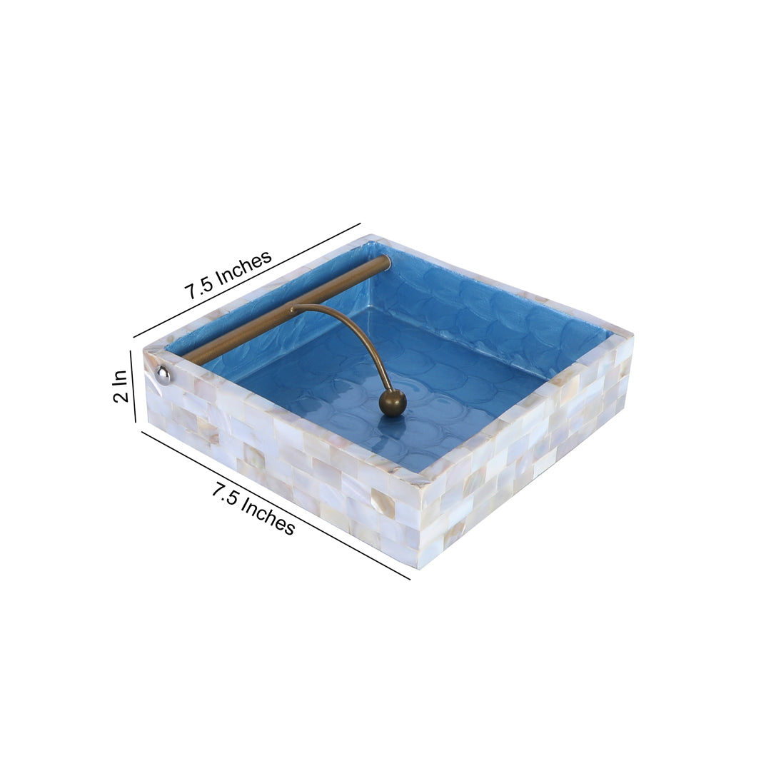 Square Tissue Holder - Blue Mother Of Pearl