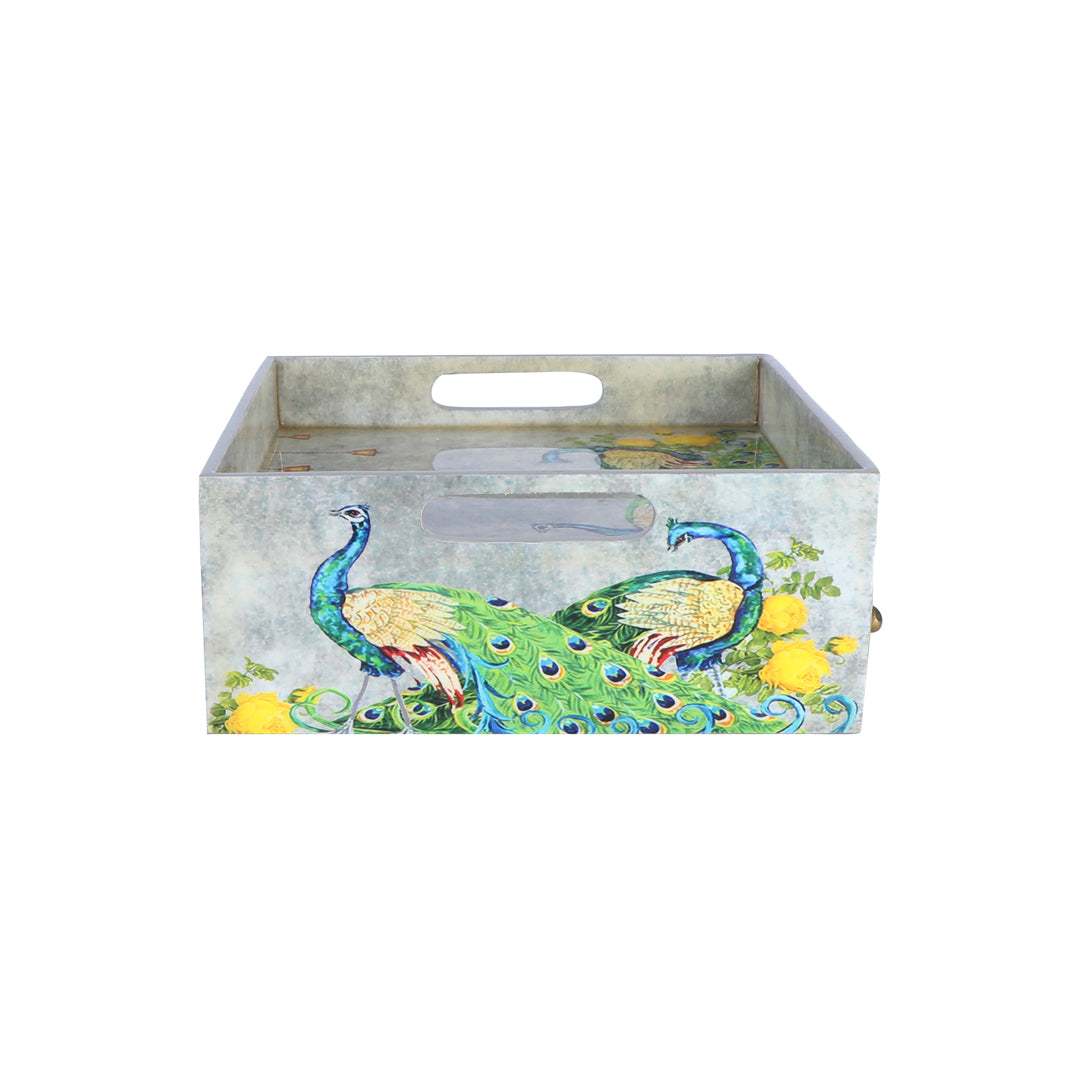 Single Tray - Grey Peacock With 3 Drawers 9- The Home Co.