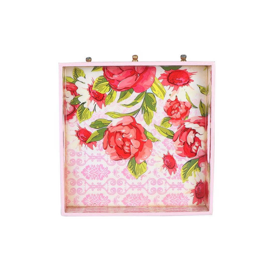 Single Tray - Pink Rose With 3 Drawers 3- The Home Co.