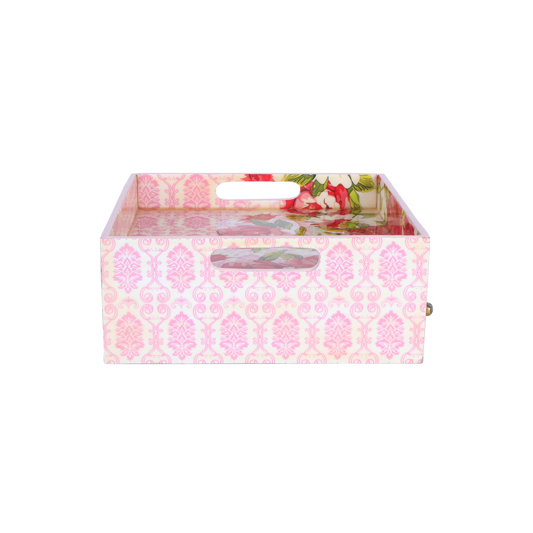 Single Tray - Pink Rose With 3 Drawers 5- The Home Co.