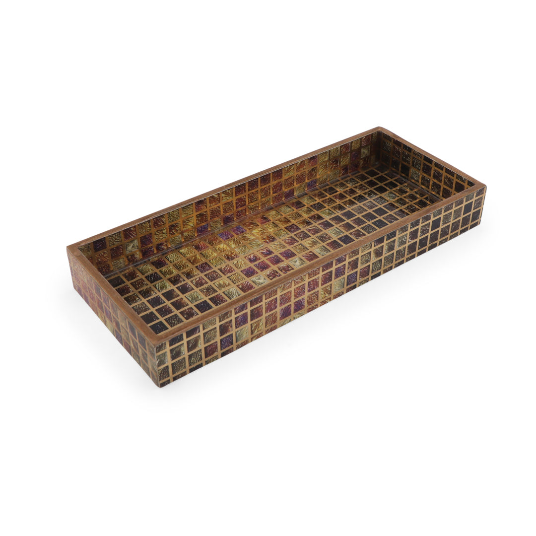 Resin Jar Set With Brown Checks Tray - 3 Jars