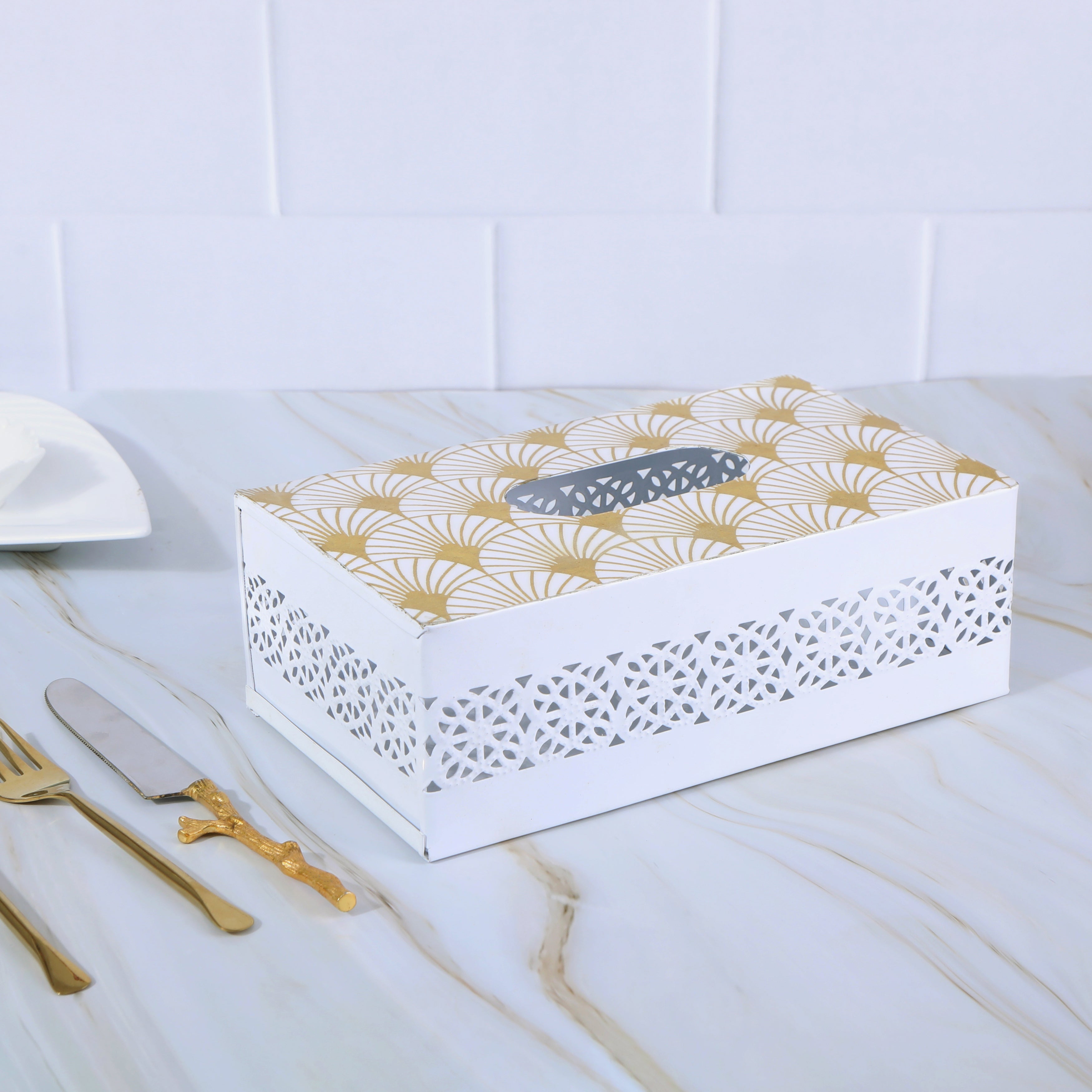 Tissue Box - Gold Metal 1- The Home Co.