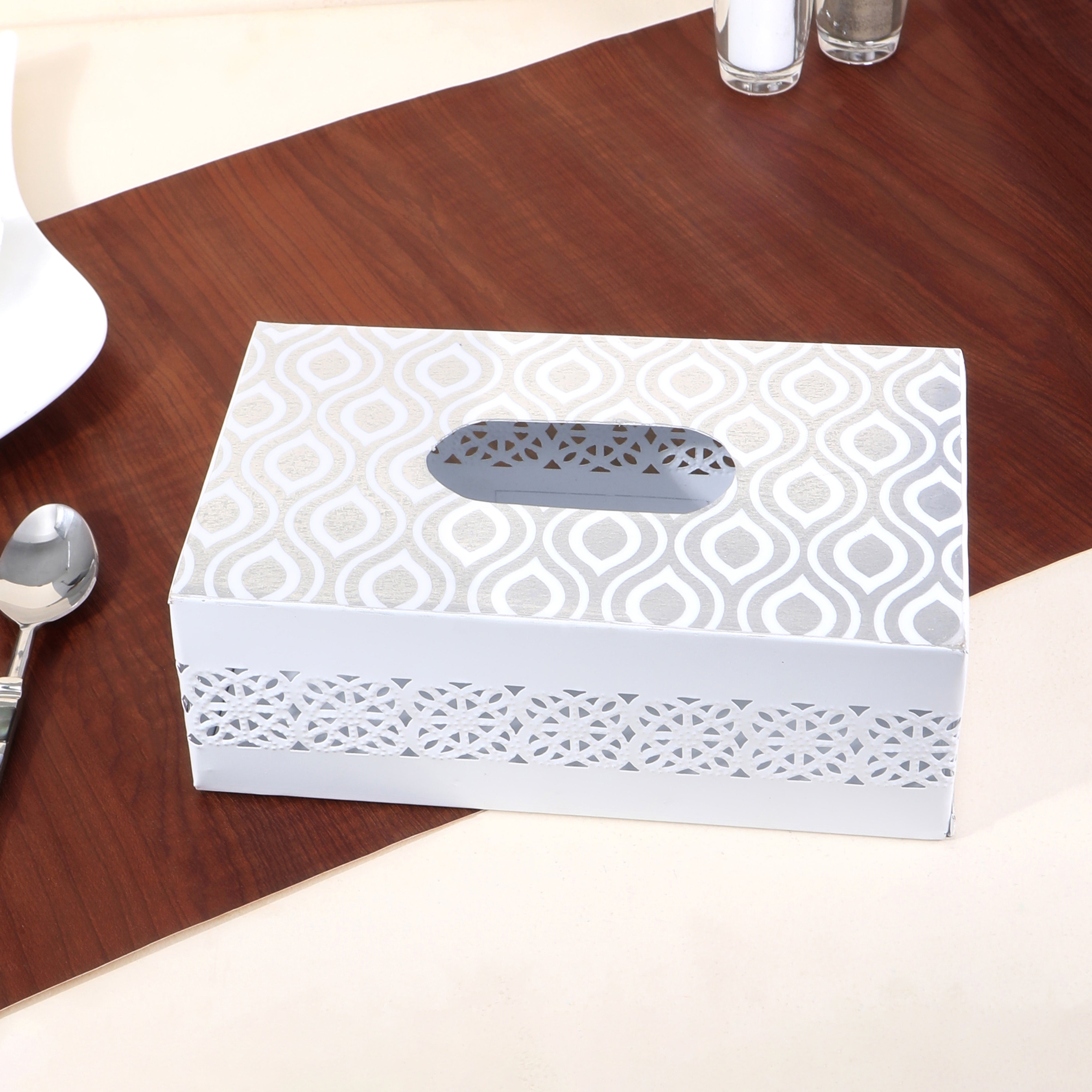 Tissue Box - Silver Metal