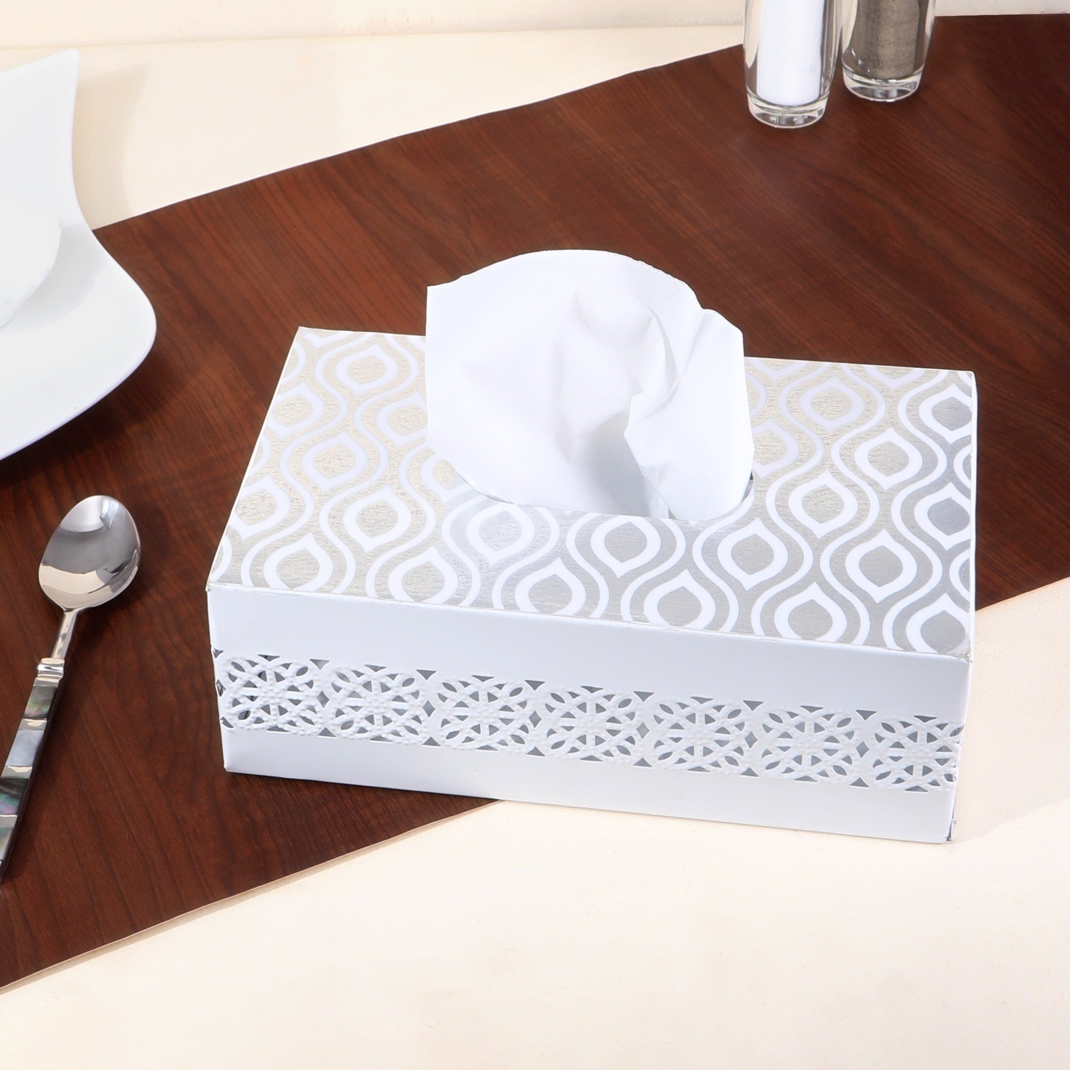 Tissue Box - Silver Metal - The Home Co.