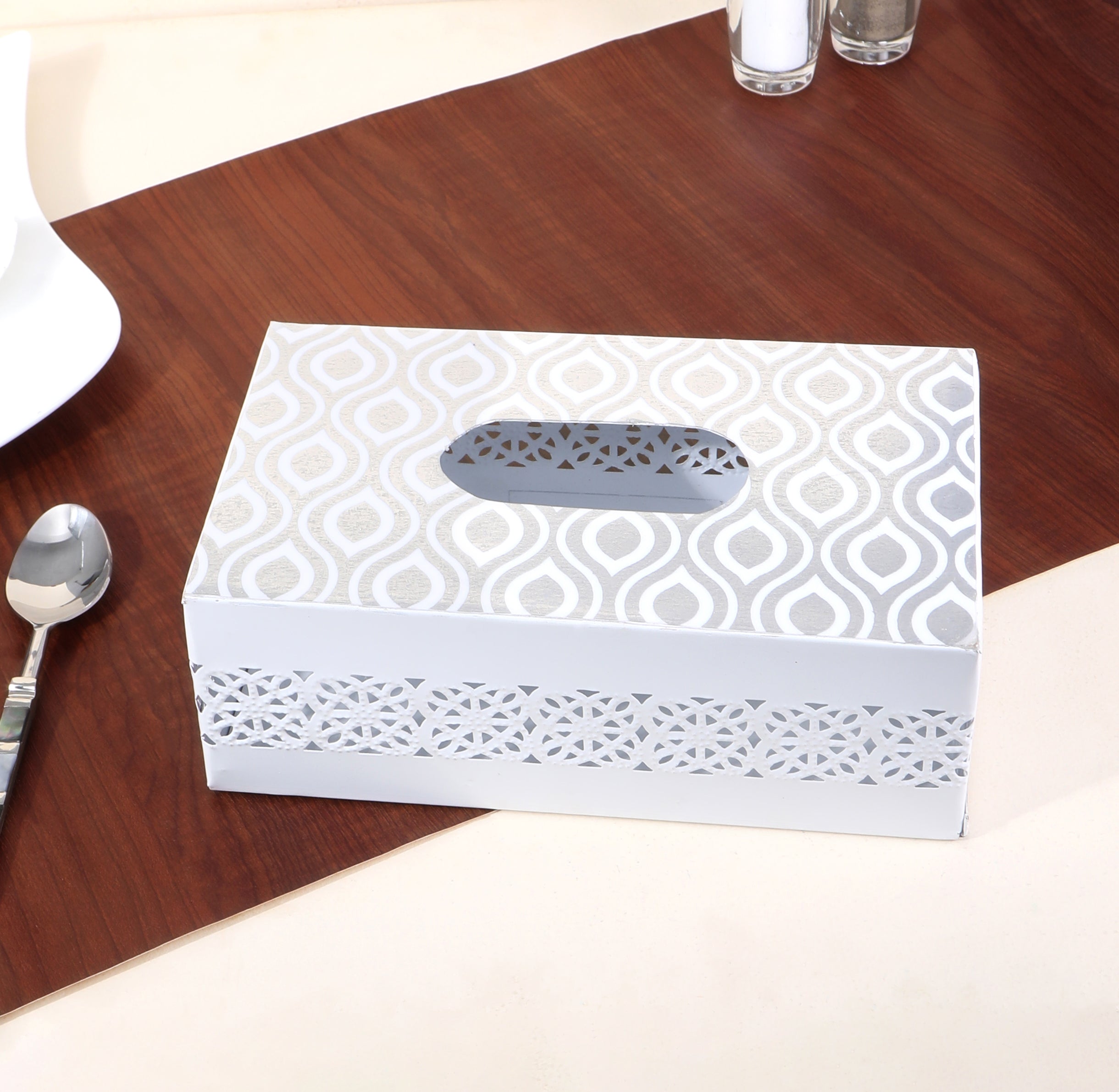 Tissue Box - Silver Metal 1- The Home Co.