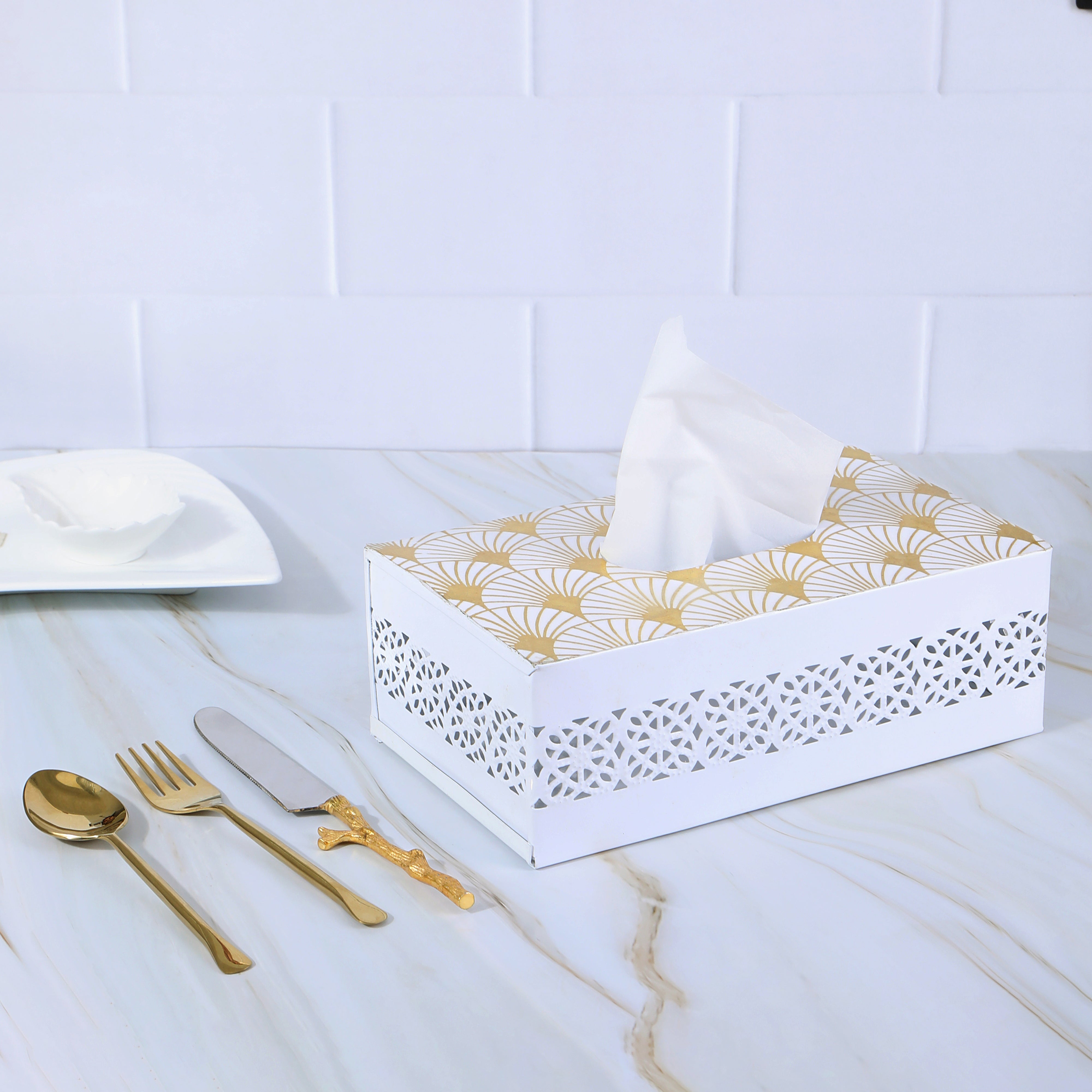 Tissue Box - Silver Metal