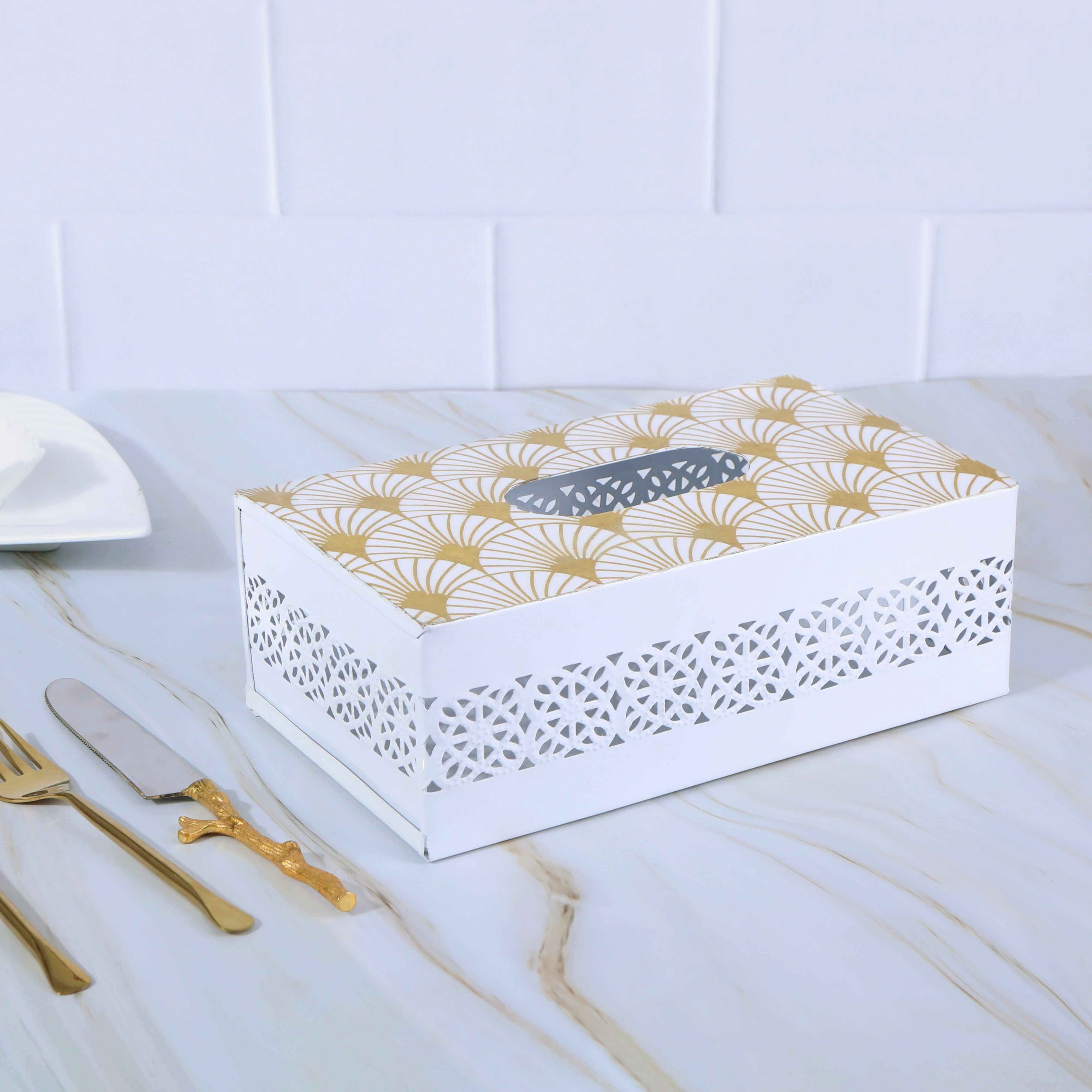 Tissue Box - Gold Metal