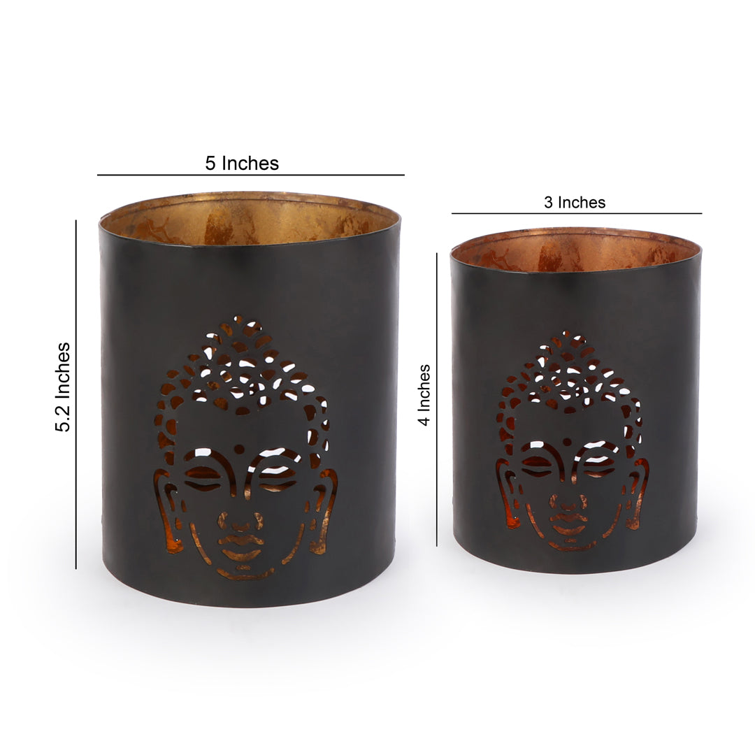 Buddha Cut Candle Stand Set Of 2 - Tea LIght Holder 4- The Home Co.
