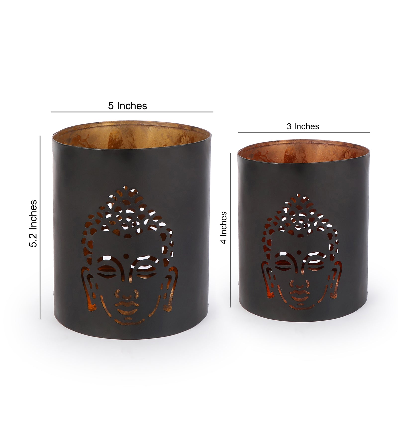 Buddha Cut Candle Stand Set Of 2 - Tea Light Holder