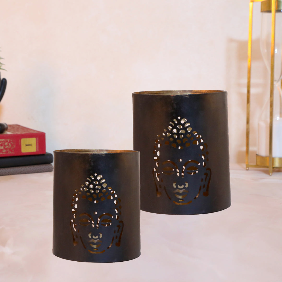Buddha Cut Candle Stand Set Of 2 - Tea LIght Holder 1- The Home Co.