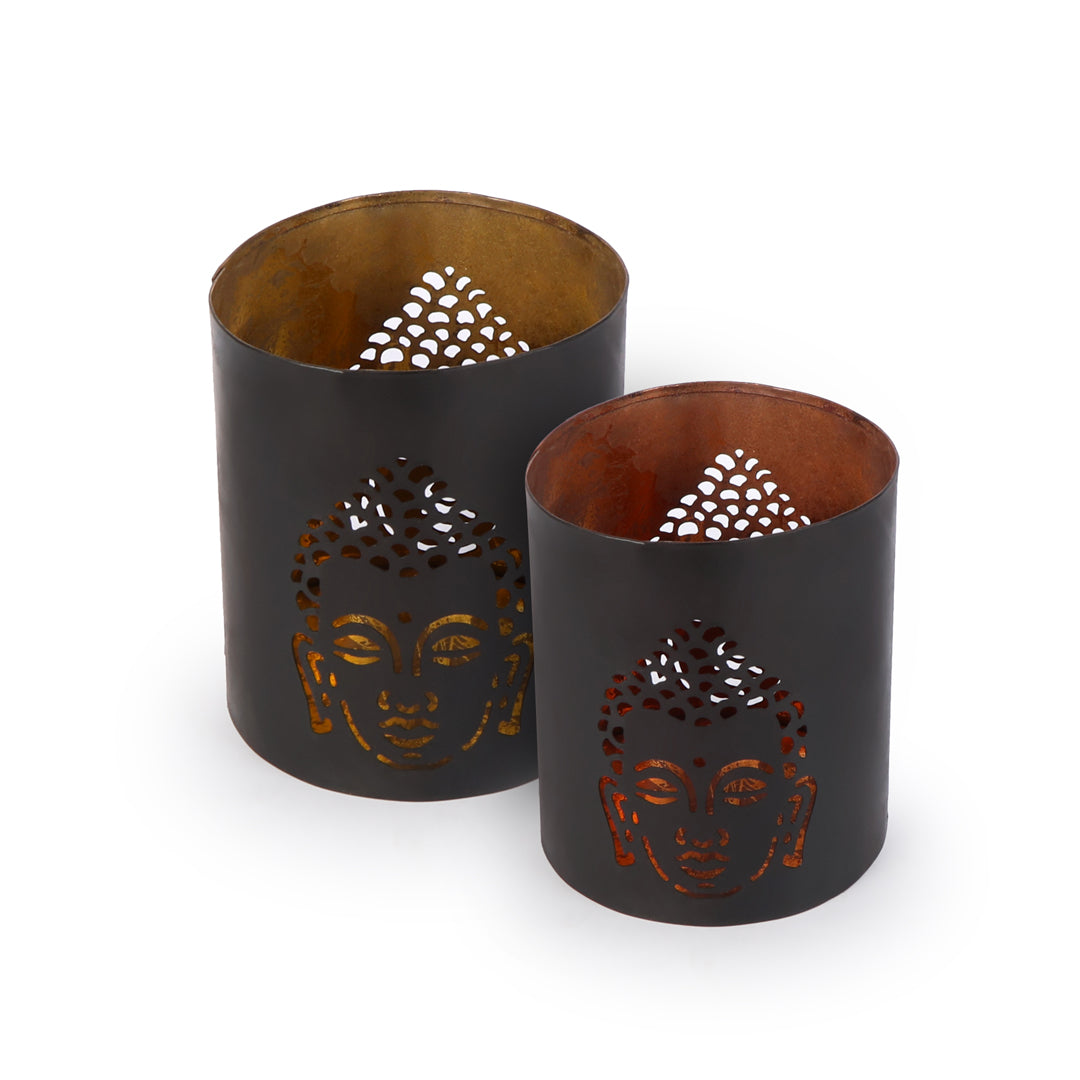 Buddha Cut Candle Stand Set Of 2 - Tea LIght Holder 2- The Home Co.
